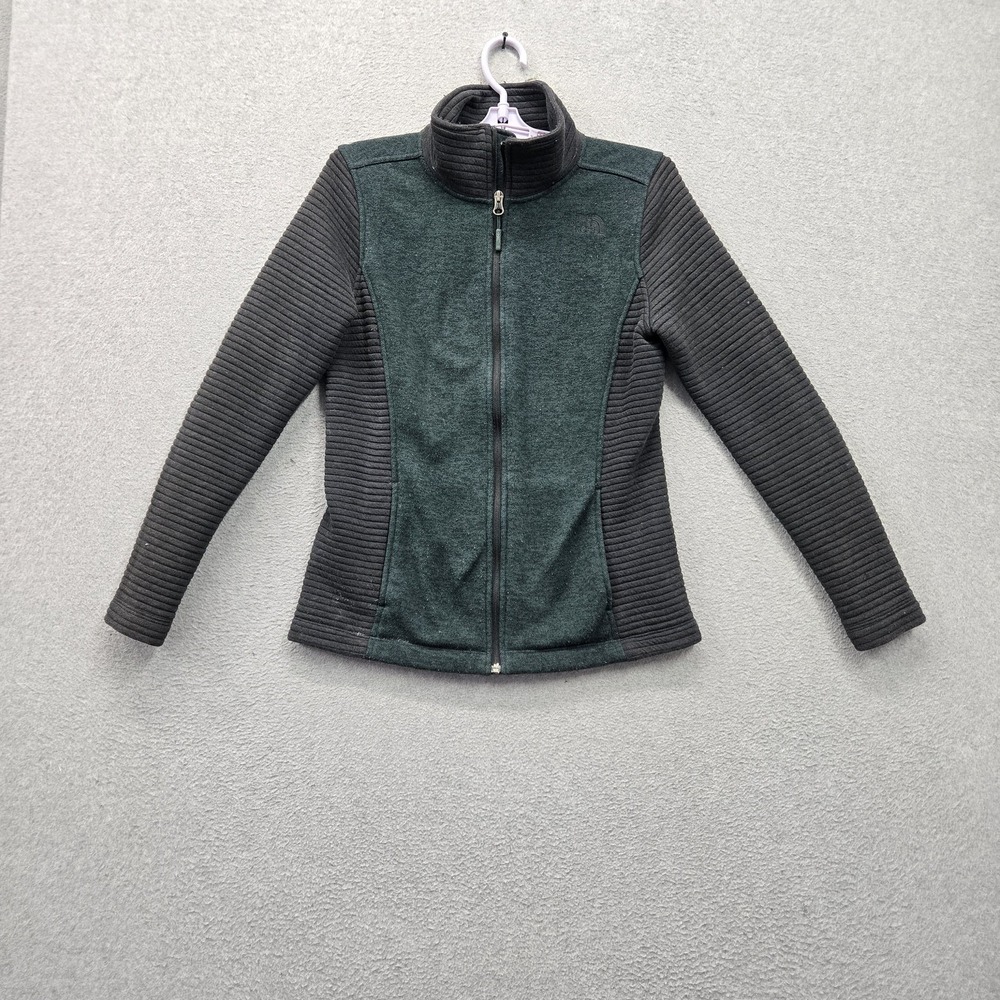 The North Face Women Jacket S/P Dark Green Embroidered Fleece Activewear READ